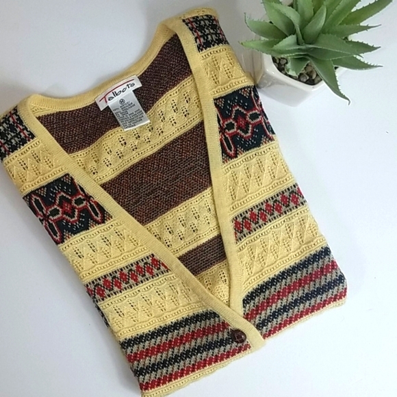 Talbots, Black, creme and red sweater vest, Sz M - Picture 3 of 9